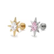 Flat Back Stud Earrings Starburst Dewdrop in F136 Titanium - consistent white hero image
