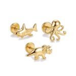 S925 Silver Tiny Animal Stud Earrings in Gold - round 3 corrected image 1