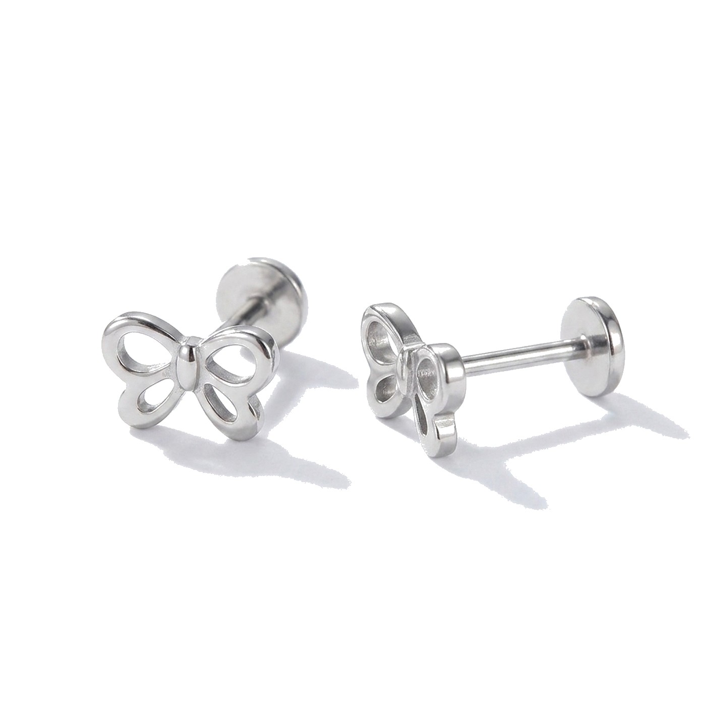 Titanium Stud Earrings Mini Bow in F136 Titanium - strict 1688 corrected image 1