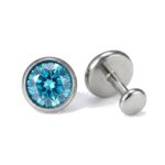 Flat Back Stud Earrings Micro Birthstone in F136 Titanium - threaded birthstone corrected 1