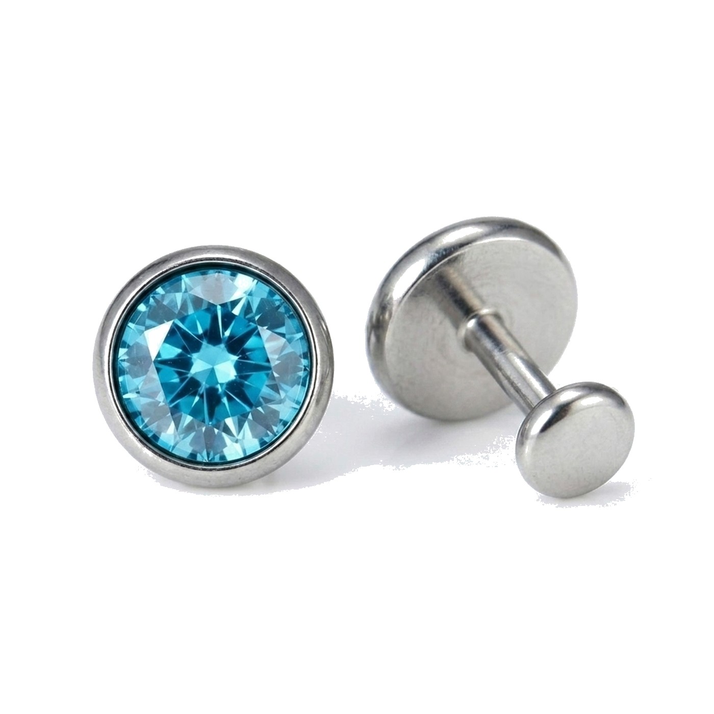 Flat Back Stud Earrings Micro Birthstone in F136 Titanium - threaded birthstone corrected 1