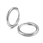Titanium Hoop Earrings Classic Silver for Sensitive Ears - strict 1688 corrected image 1