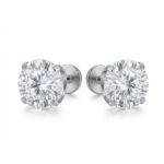 Flat Back Stud Earrings Large Solitaire in F136 Titanium - strict 1688 corrected image 1