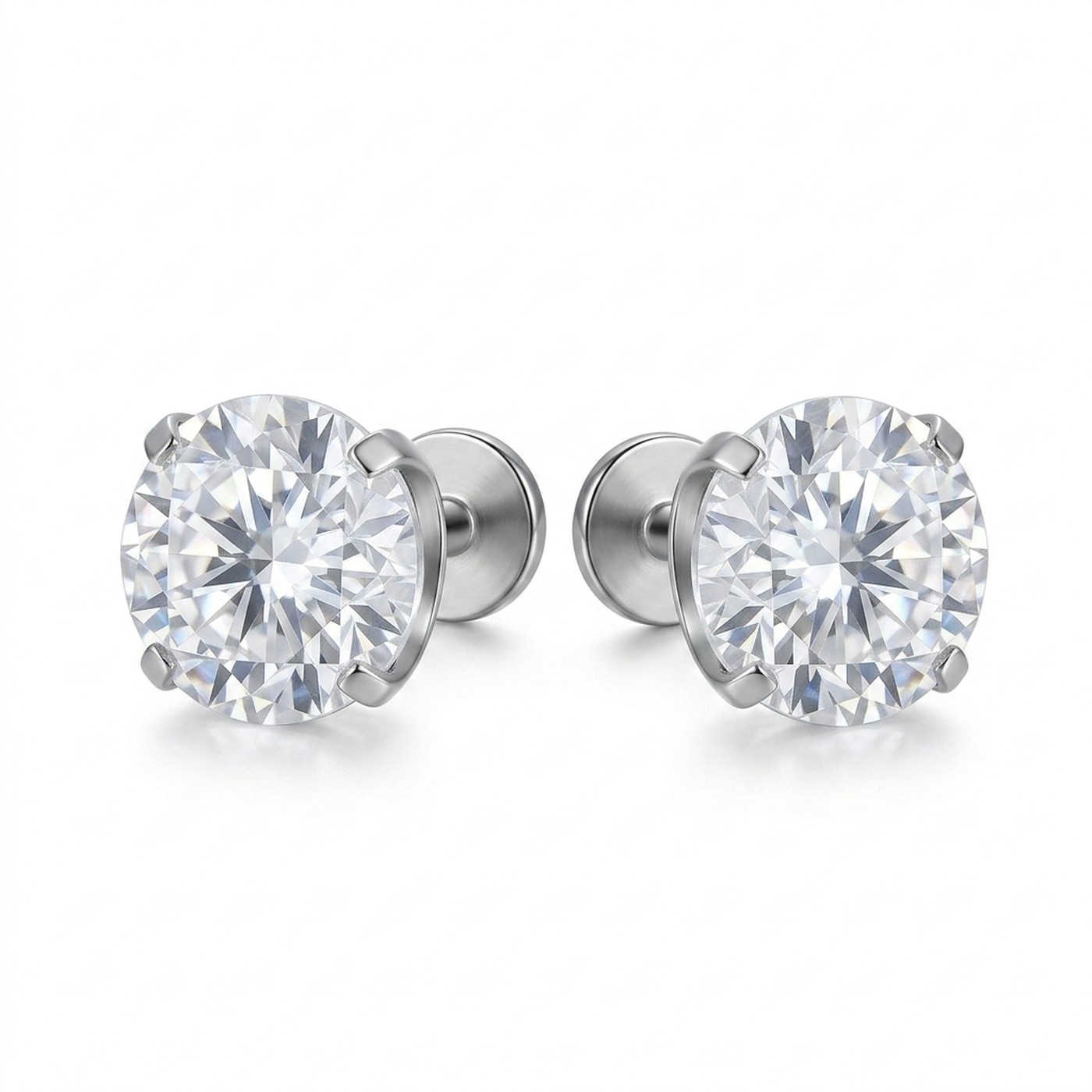 Flat Back Stud Earrings Large Solitaire in F136 Titanium - strict 1688 corrected image 1
