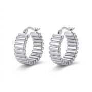Hypoallergenic Hoop Earrings Textured Chunky with S925 Silver - strict 1688 corrected image 1