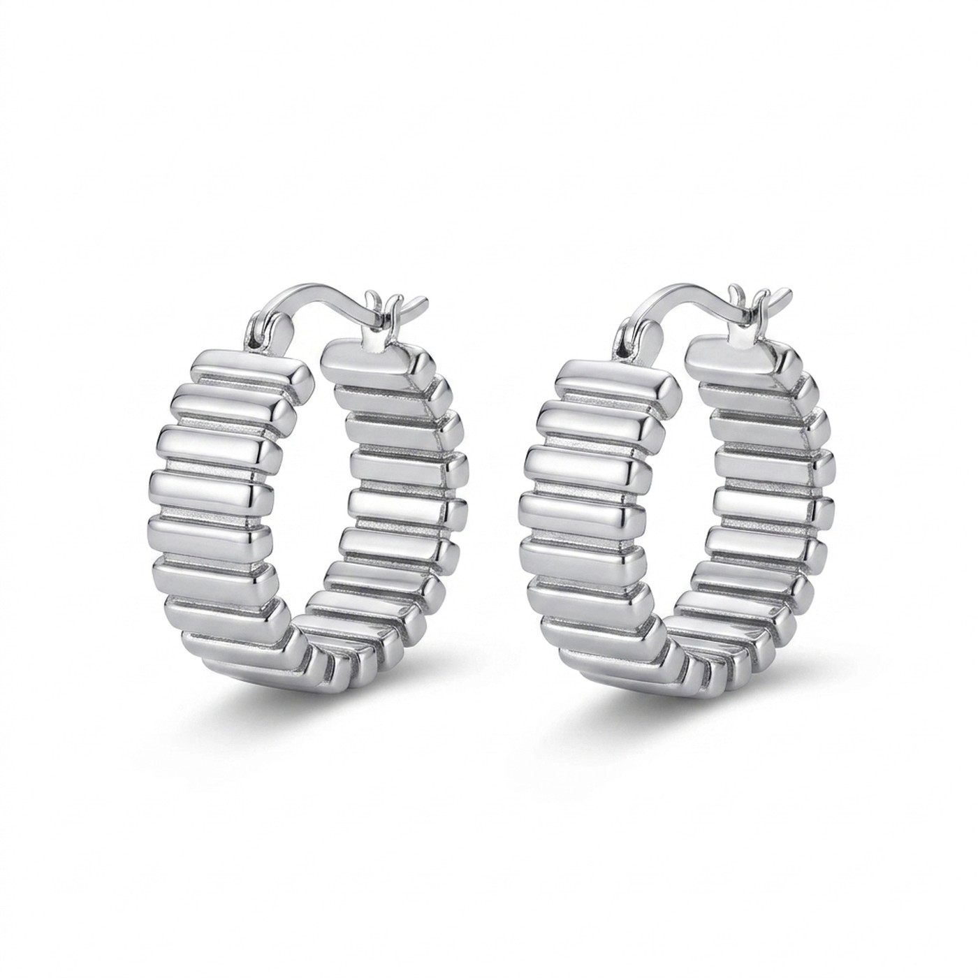 Hypoallergenic Hoop Earrings Textured Chunky with S925 Silver - strict 1688 corrected image 1