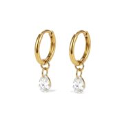 Titanium Hoop Earrings Teardrop Zircon for Sensitive Ears - strict 1688 corrected image 1