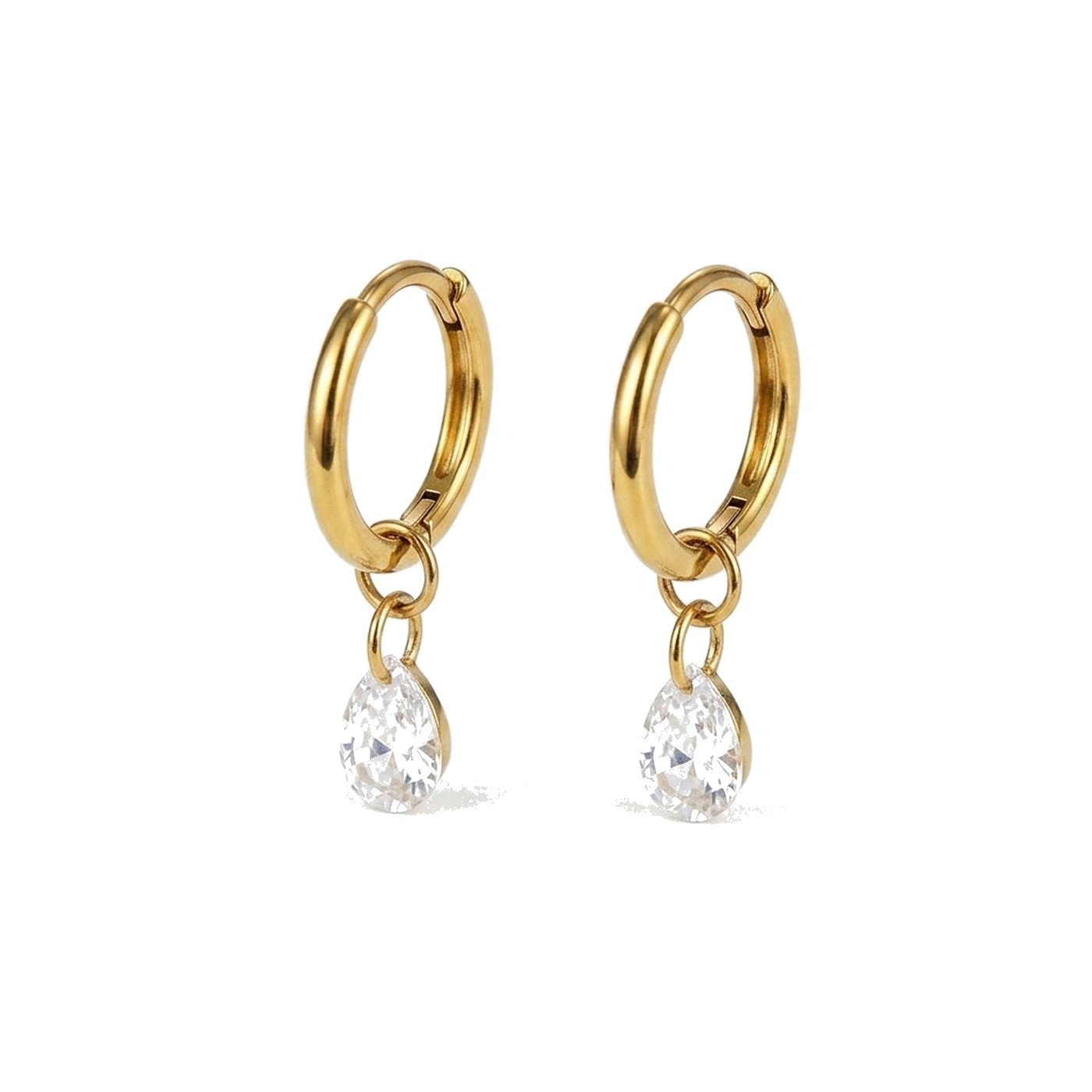 Titanium Hoop Earrings Teardrop Zircon for Sensitive Ears - strict 1688 corrected image 1