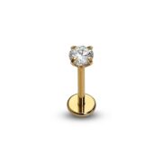 Flat Back Stud Earrings Small Solitaire in F136 Titanium
