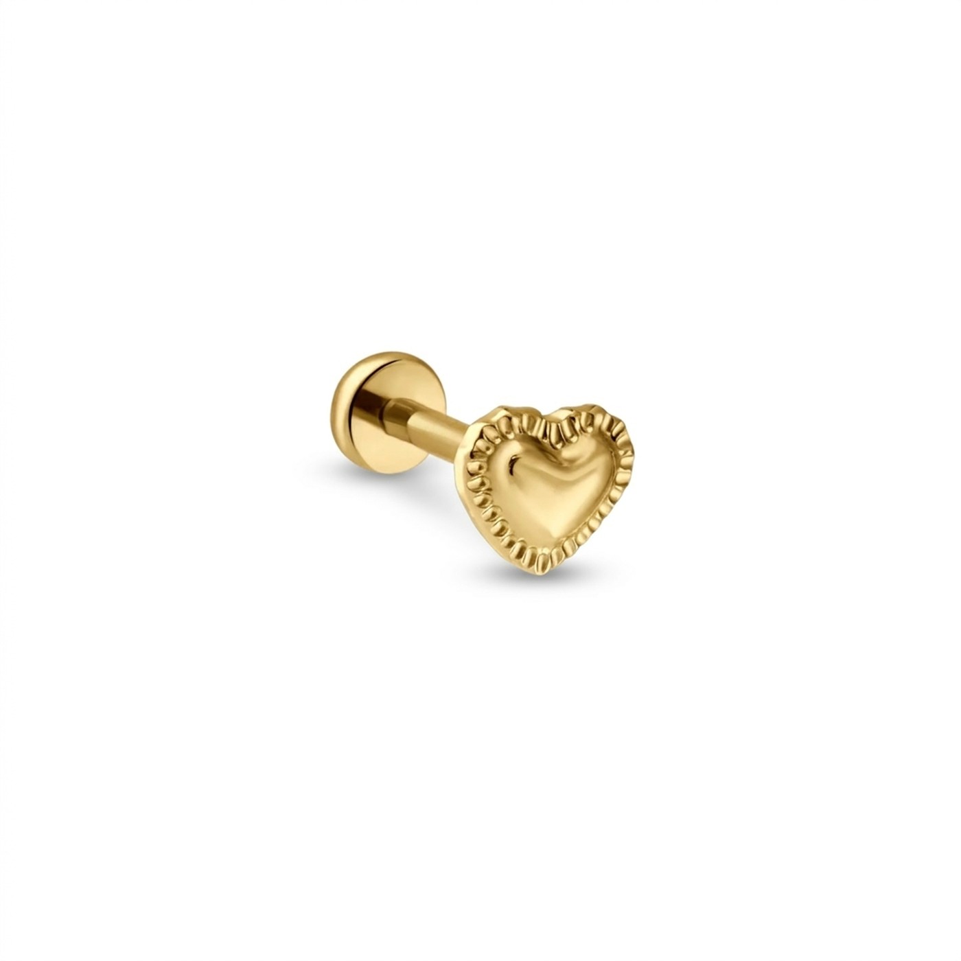 Flat Back Stud Earrings Pillow Heart in Titanium