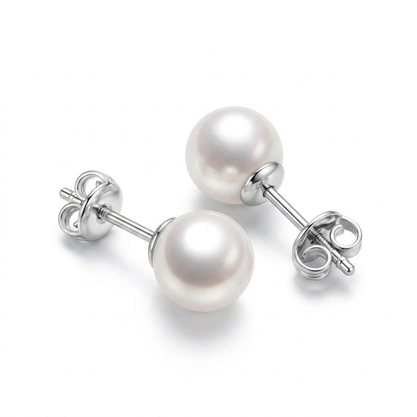Titanium Stud Earrings Classic Pearl for Sensitive Ears