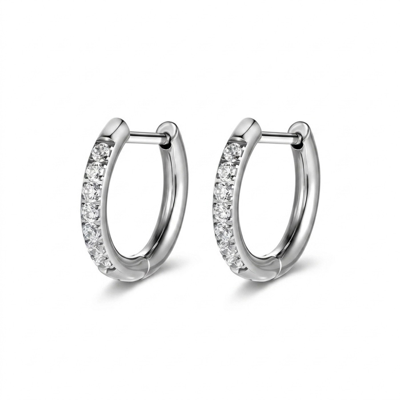 Titanium Hoop Earrings Zircon D-Ring for Sensitive Ears