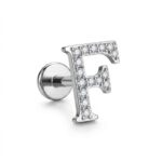 Flat Back Stud Earrings Letter F in F136 Titanium