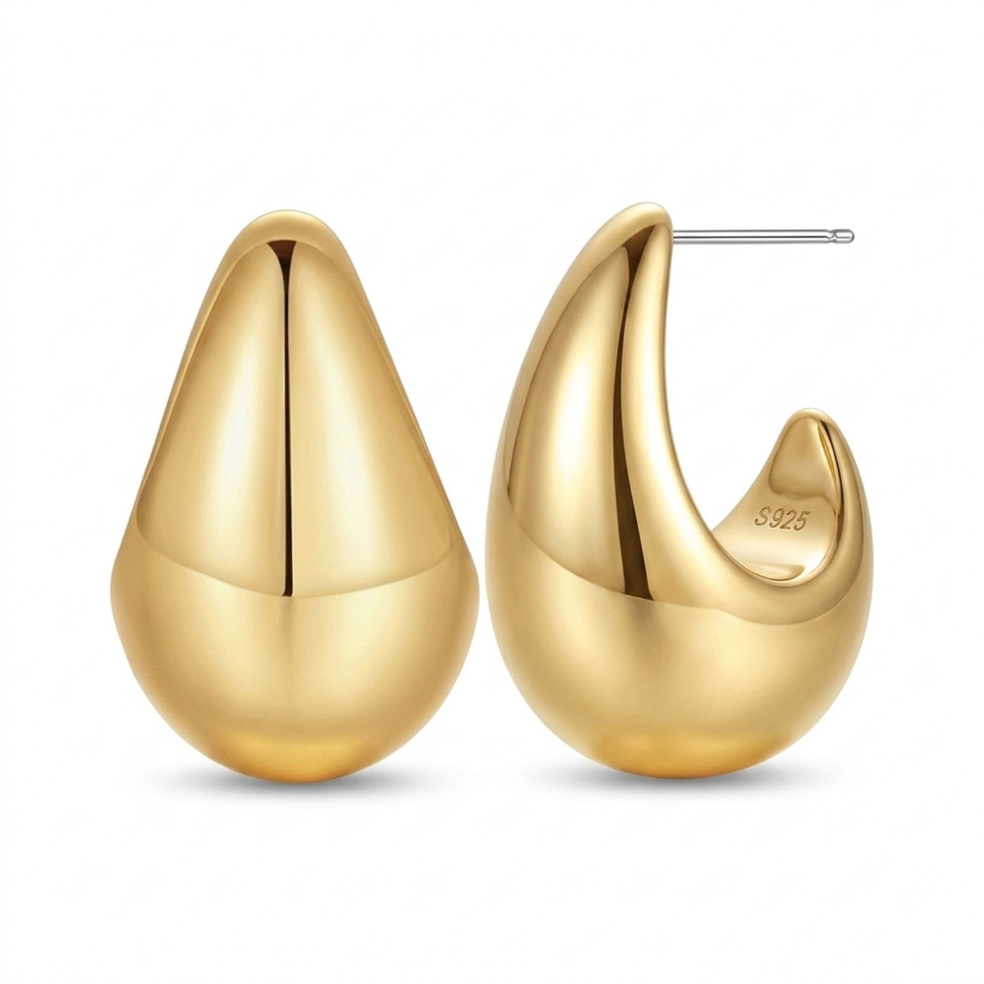 Stud Earrings Moda Teardrop Dome with S925 Silver