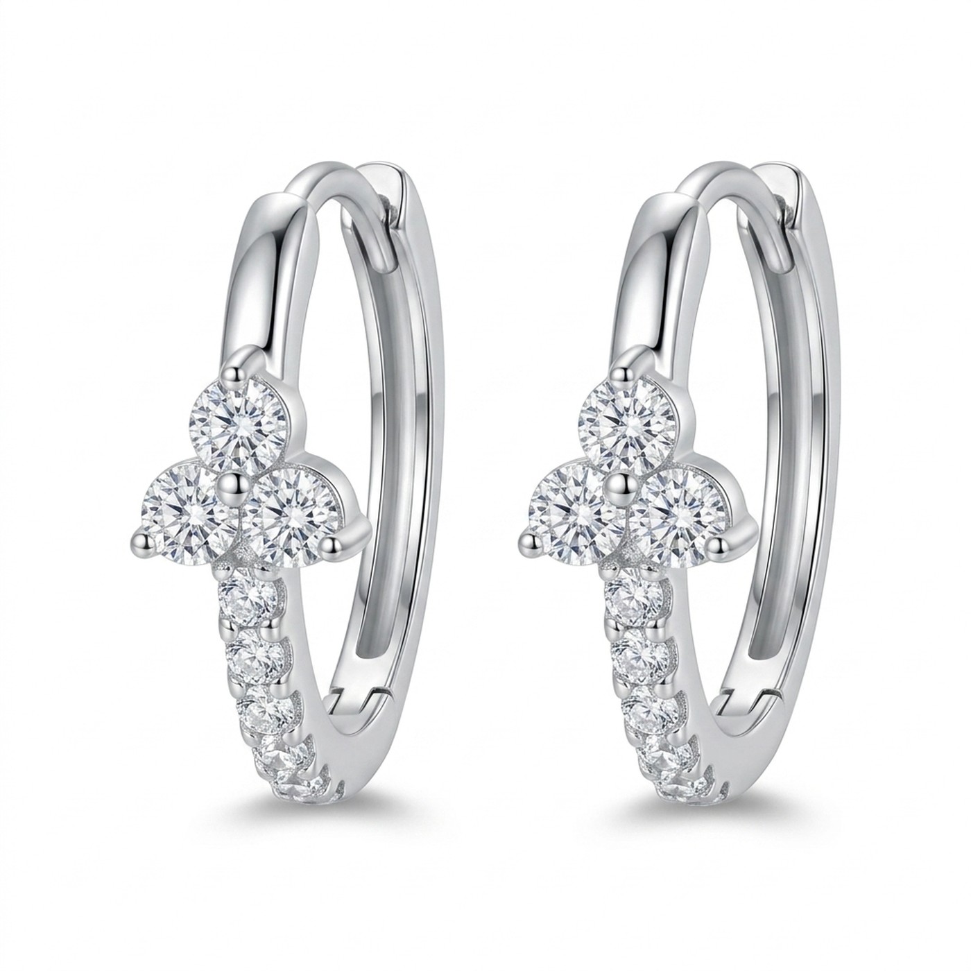 Hypoallergenic Hoop Earrings Kaia Crystal Lotus Pave Eternity with S925 Silver