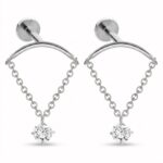 Flat Back Stud Earrings Absolute Hidden Helix Crystal Chain Drop Ear in F136 Titanium