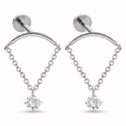 Flat Back Stud Earrings Absolute Hidden Helix Crystal Chain Drop Ear in F136 Titanium