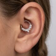 Titanium Hoop Earrings Laila Crystal Angel Wing Ear for Sensitive Ears
