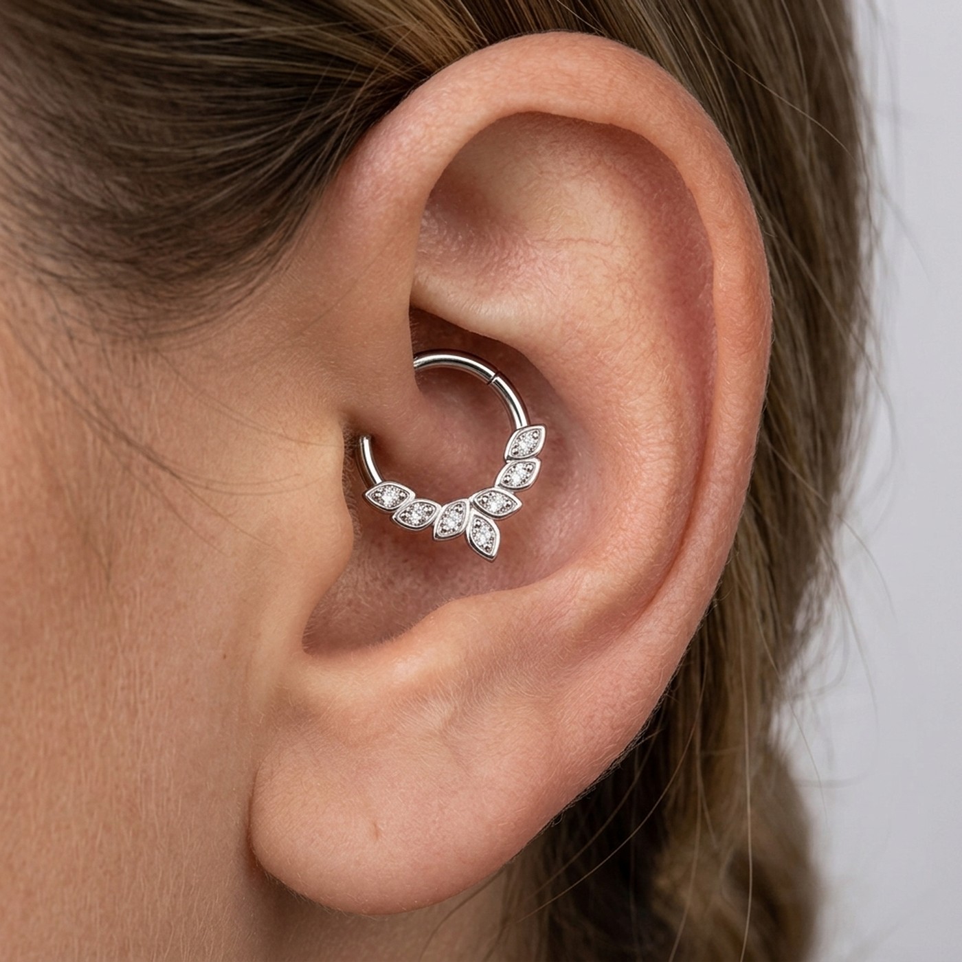 Titanium Hoop Earrings Laila Crystal Angel Wing Ear for Sensitive Ears