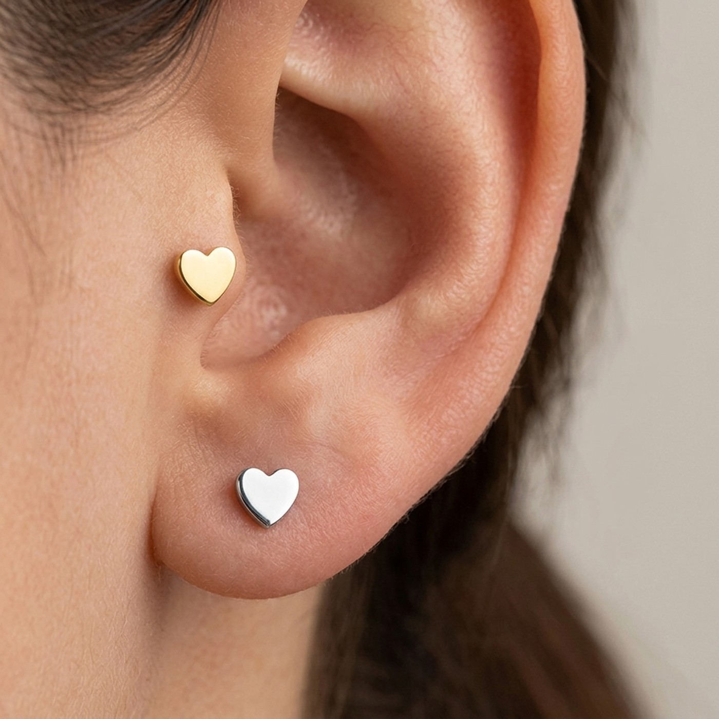 Titanium Stud Earrings Tiny Heart for Sensitive Ears - strict 1688 corrected image 2