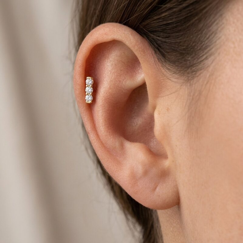 Flat Back Stud Earrings Jewel Bar with S925 Silver - strict 1688 corrected image 2