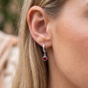 Hypoallergenic Hoop Earrings Crystal Birthstone with S925 Silver