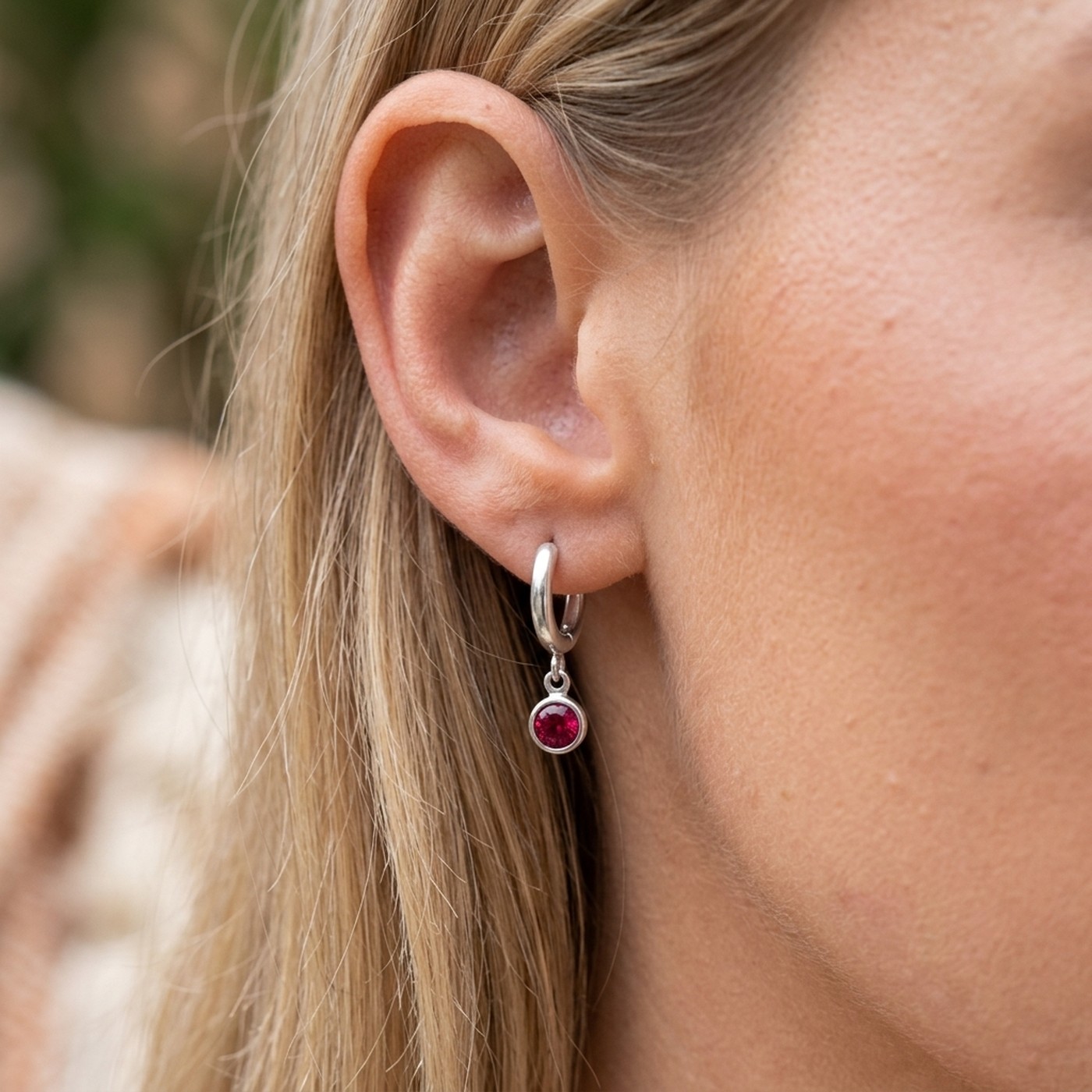 Hypoallergenic Hoop Earrings Crystal Birthstone with S925 Silver