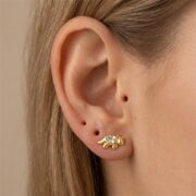S925 Silver Tiny Animal Stud Earrings in Gold - round 3 corrected image 2