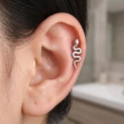 Flat Back Stud Earrings Snake in F136 Titanium - strict 1688 corrected image 2