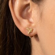 Flat Back Stud Earrings Hummingbird in F136 Titanium - strict 1688 corrected image 2