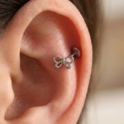 Titanium Stud Earrings Mini Bow in F136 Titanium - strict 1688 corrected image 2