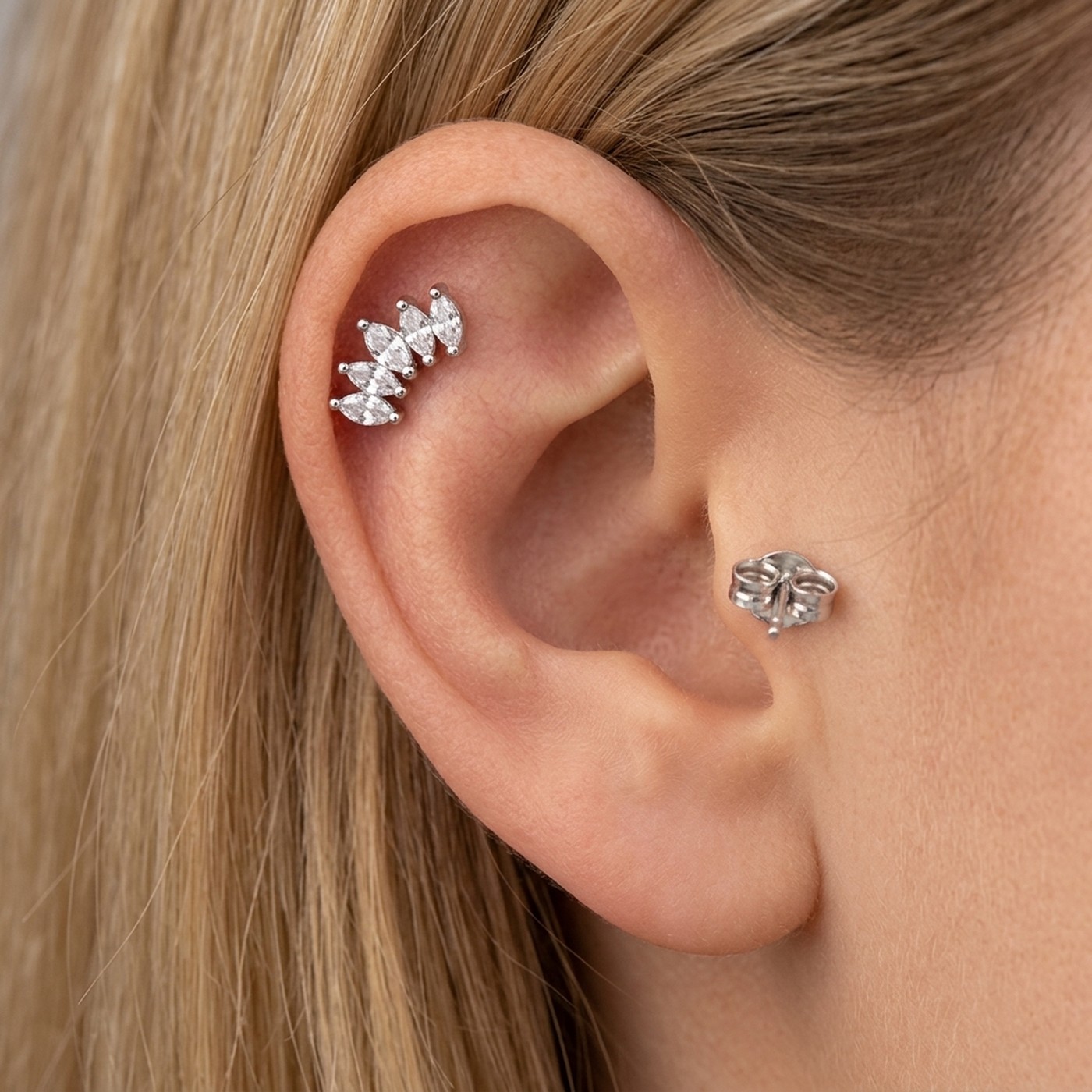 Stud Earrings Harlow Five Marquise Ear with S925 Silver - strict 1688 corrected image 2