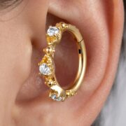 Hypoallergenic Hoop Earrings Couture Crystal Milgrain Eternity Hinged Segment with S925 Silver - strict 1688 corrected image 2
