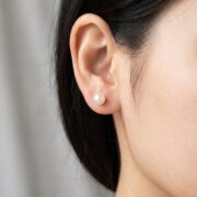 Titanium Pearl Stud Earrings Classic for Sensitive Ears - strict 1688 corrected image 2