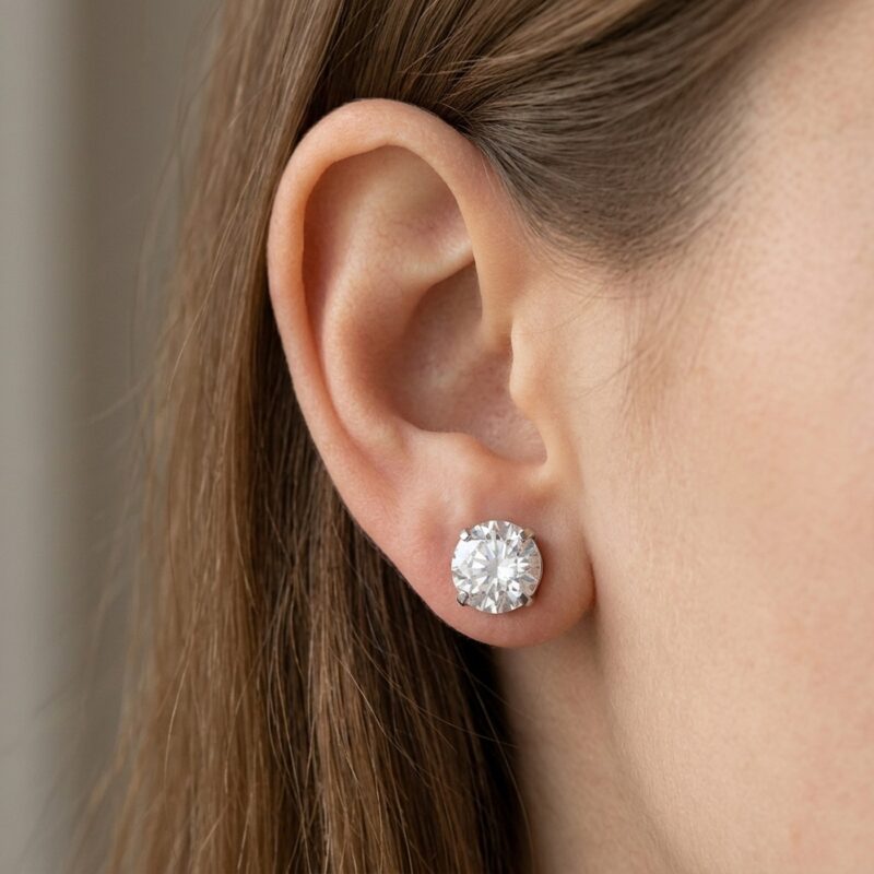 Flat Back Stud Earrings Large Solitaire in F136 Titanium - strict 1688 corrected image 2