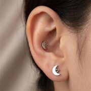 Flat Back Stud Earrings Moon in F136 Titanium - strict 1688 corrected image 2
