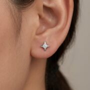 Flat Back Stud Earrings Twinkle Star in F136 Titanium - strict 1688 corrected image 2