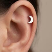 Flat Back Stud Earrings Classic Moon in F136 Titanium - strict 1688 corrected image 2