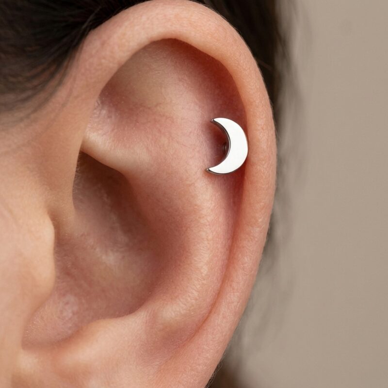 Flat Back Stud Earrings Classic Moon in F136 Titanium - strict 1688 corrected image 2