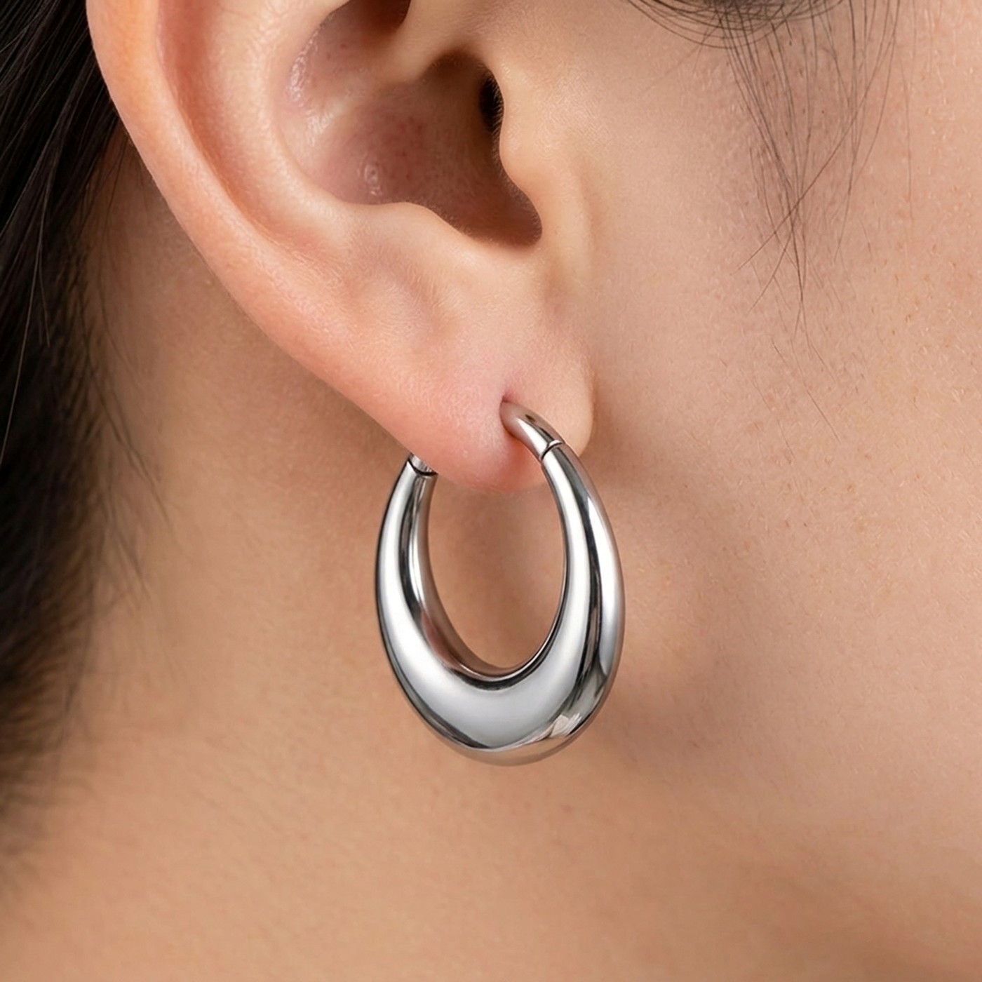 Titanium Hoop Earrings Classic for Sensitive Ears - strict 1688 corrected image 2