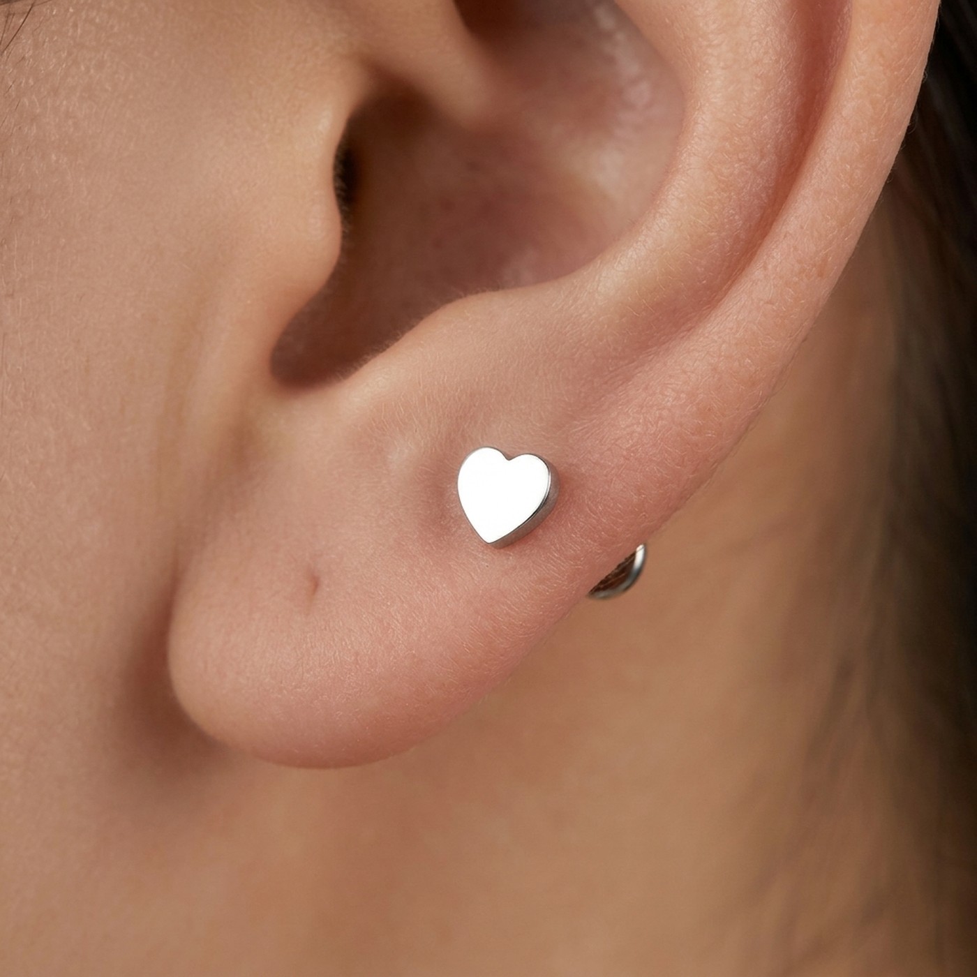 Flat Back Stud Earrings Classic Heart in F136 Titanium - strict 1688 corrected image 2