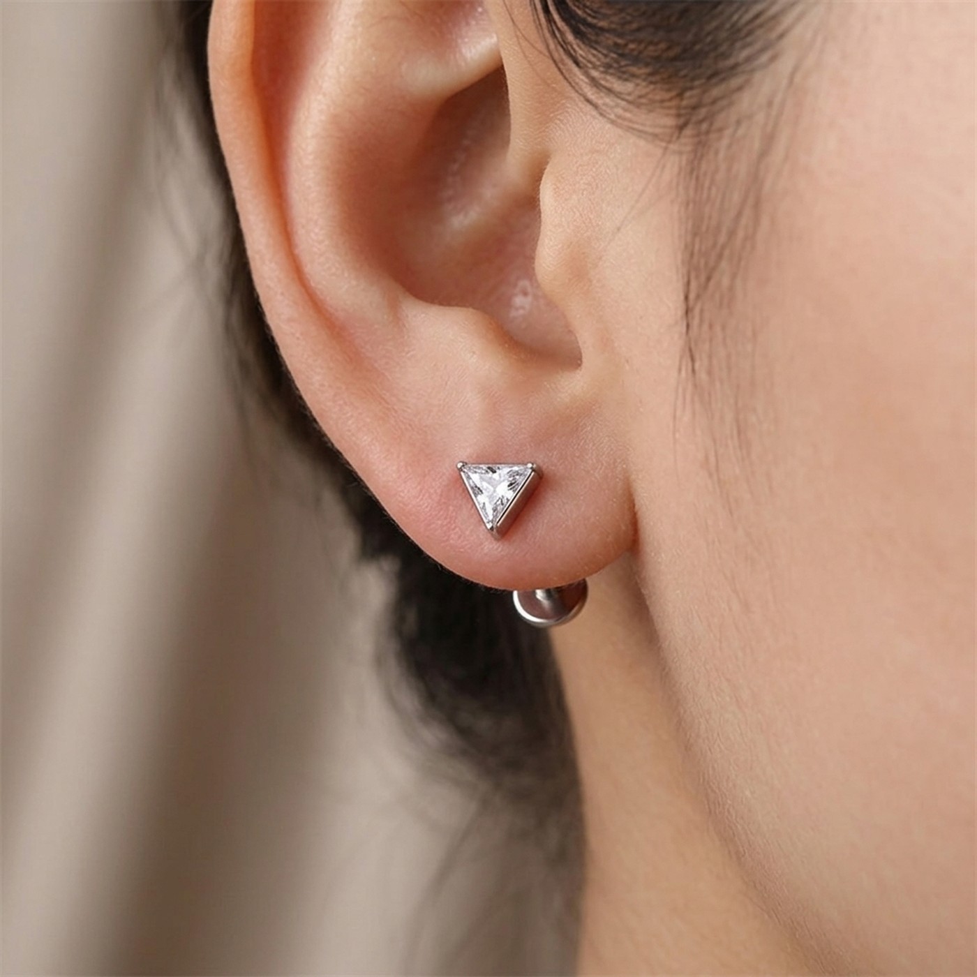 Flat Back Stud Earrings Triangle Crystal in F136 Titanium - strict 1688 corrected image 2