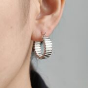 Hypoallergenic Hoop Earrings Textured Chunky with S925 Silver - strict 1688 corrected image 2