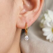 Titanium Hoop Earrings Teardrop Zircon for Sensitive Ears - strict 1688 corrected image 2