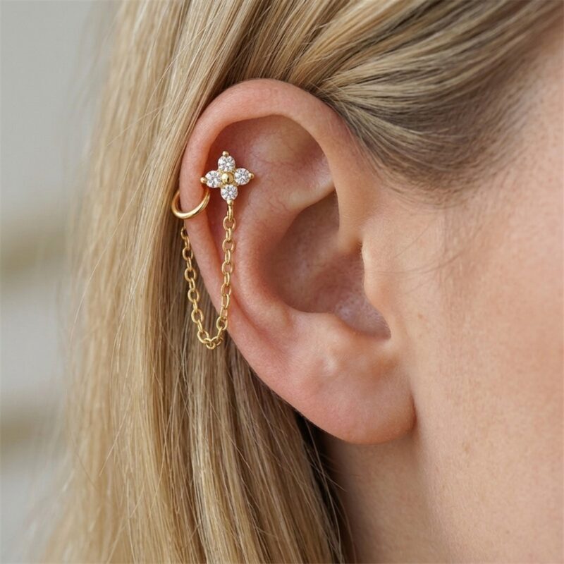 Flat Back Earrings Crystal Chain with S925 Silver - strict 1688 corrected image 2
