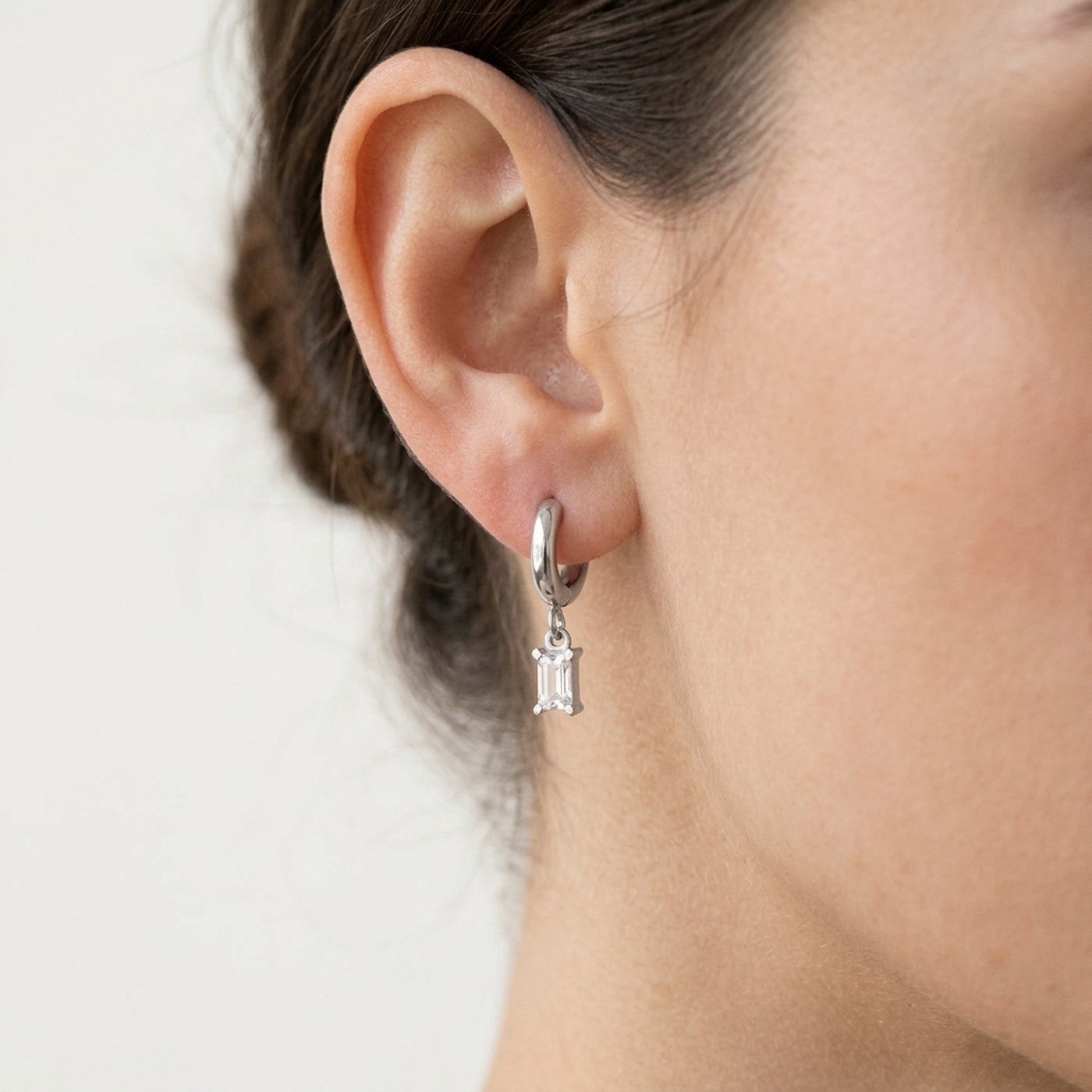 Titanium Hoop Earrings Maya Crystal Gemstone for Sensitive Ears