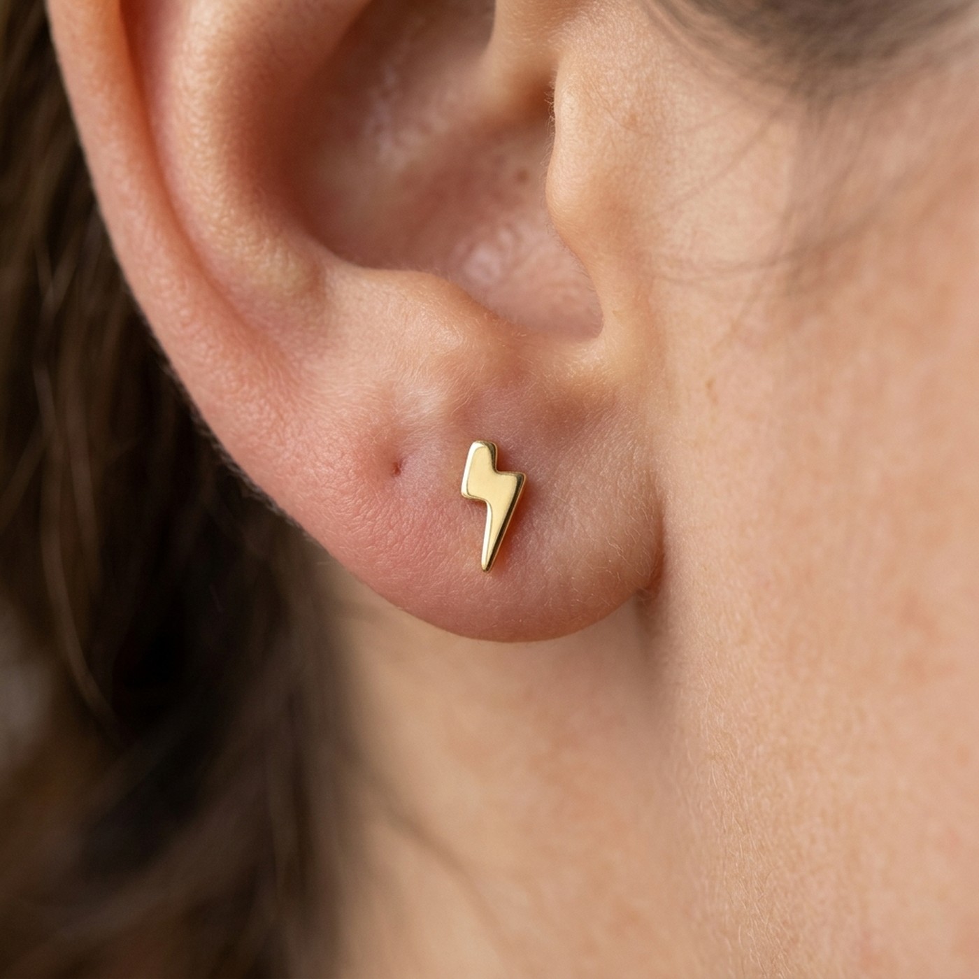 Flat Back Stud Earrings Lightning Bolt in F136 Titanium