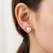 Titanium Stud Earrings Classic Pearl for Sensitive Ears