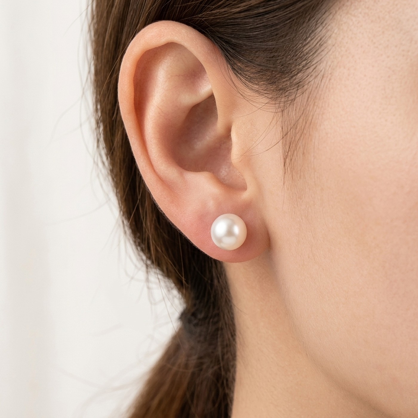 Titanium Stud Earrings Classic Pearl for Sensitive Ears