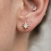Flat Back Stud Earrings Starburst Dewdrop in F136 Titanium